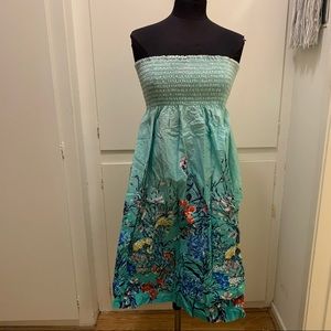 vintage floral handmade strapless dress